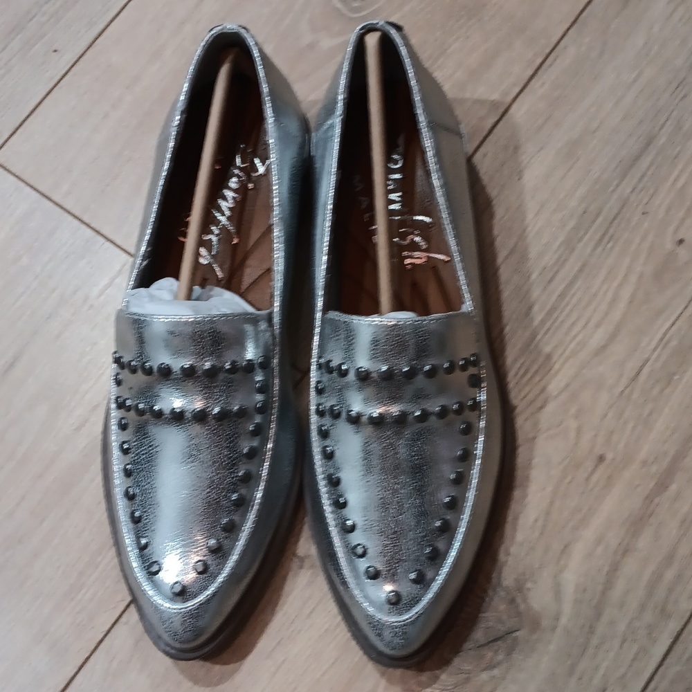 Blowfish Malibu Silver Metallic Studded Loafers, Ladies Dress Shoes Size 7M - Picture 16 of 16